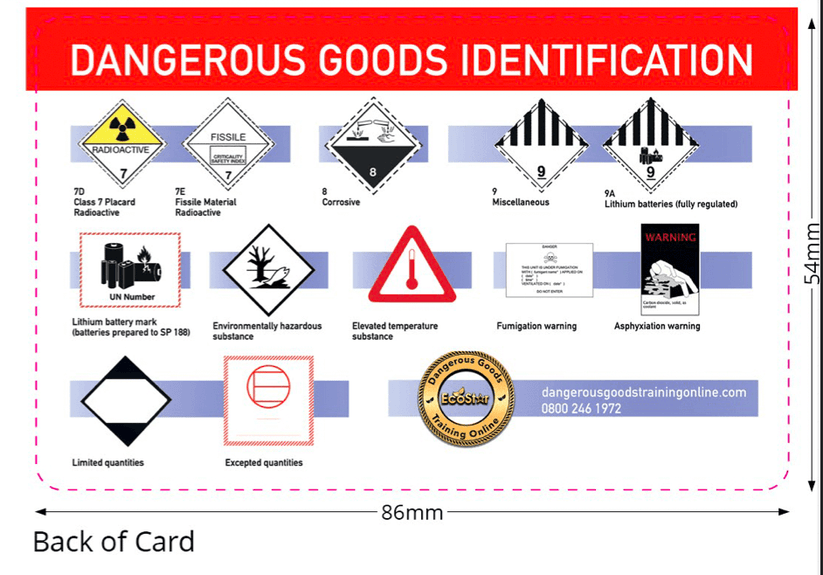 Dangerous Goods Hazard Identification Pocket Cards Ecostar Dangerous Goods Shop