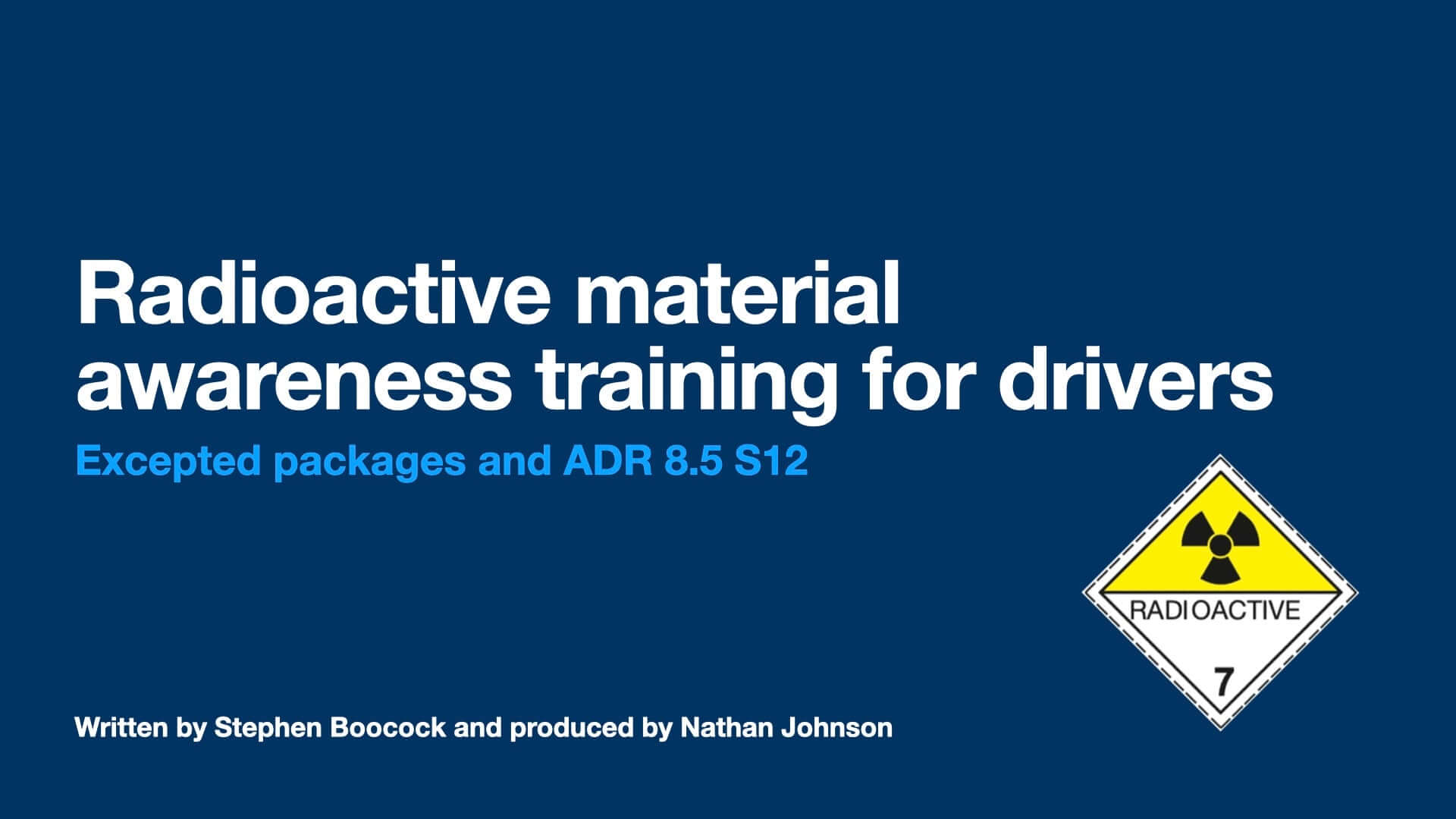 Adr Course ADR Class 7 dangerous goods awareness training online