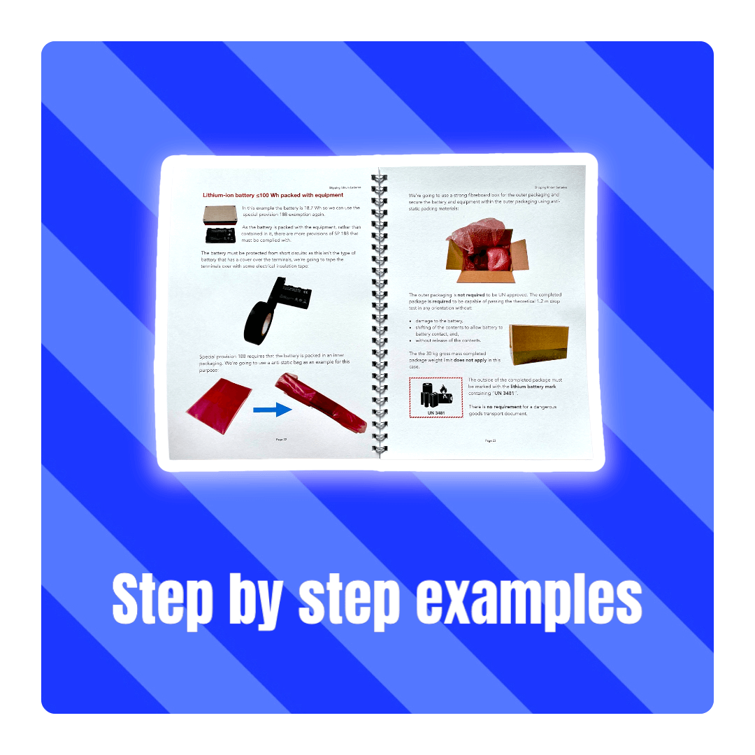 Preview of step by step packing examples for lithium batteries