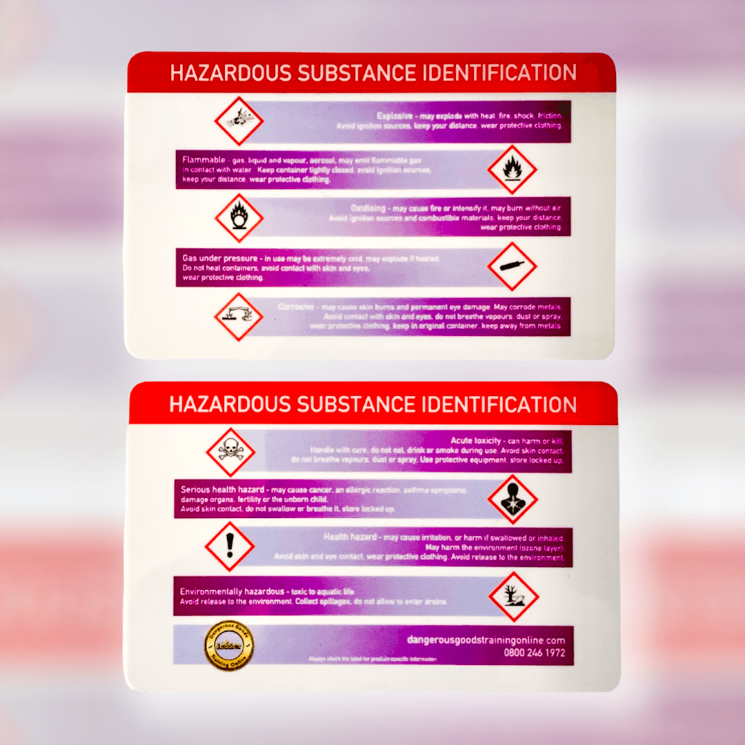 GHS hazardous substance identification cards